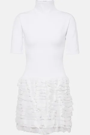 Alaïa Ruffled high-neck jersey minidress