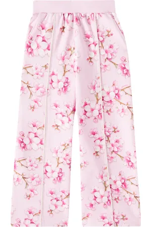 MONNALISA Floral cotton-blend wide-leg pants