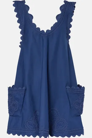 Juliet Dunn Embroidered cotton poplin minidress