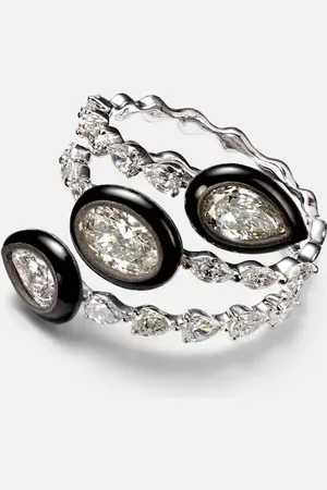 Kamyen Saturn 18kt white gold ring with diamonds