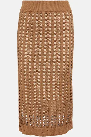 Brunello Cucinelli Cotton, linen, and silk midi skirt