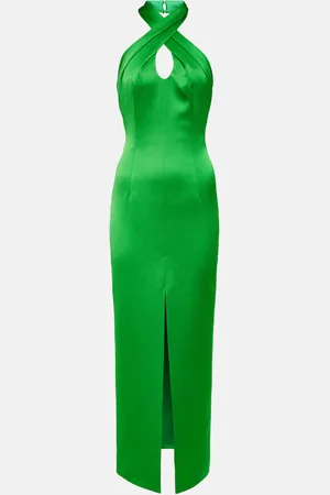 Rasario Halterneck satin midi dress