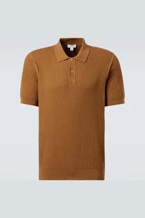 Sunspel Ribbed-knit cotton polo shirt