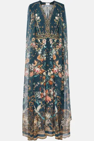 Camilla Crystal-embellished caped silk crÃªpe gown