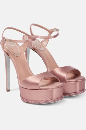 RENE CAOVILLA Embellished satin platform sandals