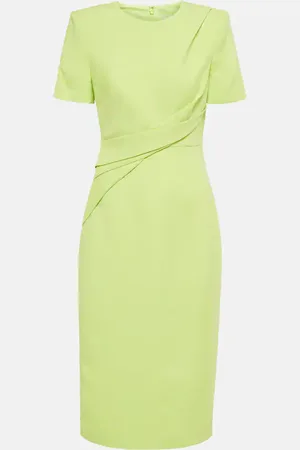Roland Mouret Gathered wool and silk midi dress