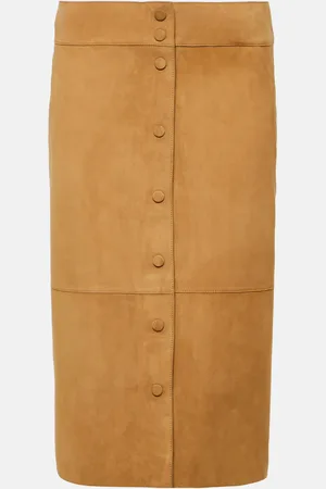 YVES SALOMON High-rise leather midi skirt