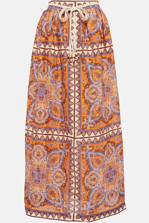 ZIMMERMANN Halcyon printed linen maxi skirt