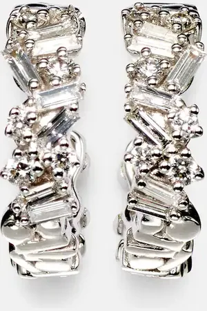 Suzanne Kalan Fireworks 18kt white gold hoop earrings with diamonds