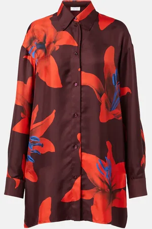 Alexander McQueen Floral silk satin shirt