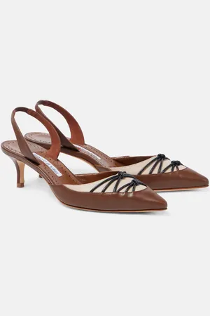 Manolo Blahnik Maretsli 50 leather slingback pumps