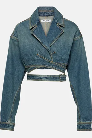 Alaïa Cropped denim wrap jacket