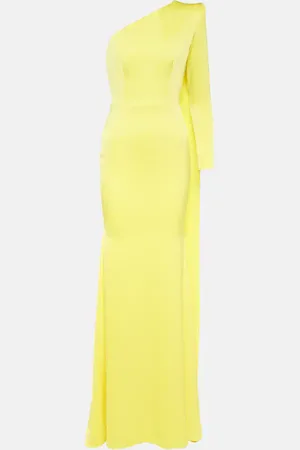 ALEX PERRY Caped one-shoulder satin gown