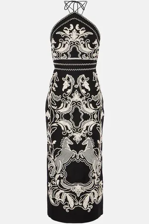 Rebecca Vallance Azera embroidered linen-blend midi dress
