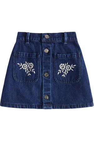 The New Society Danubio embroidered denim skirt