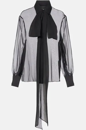 VALENTINO Scarf-detail sheer silk chiffon blouse