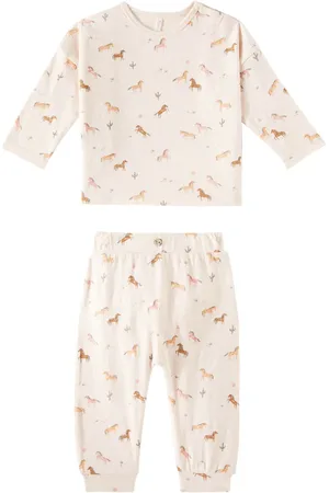 Rylee + Cru Baby printed cotton top and pants set