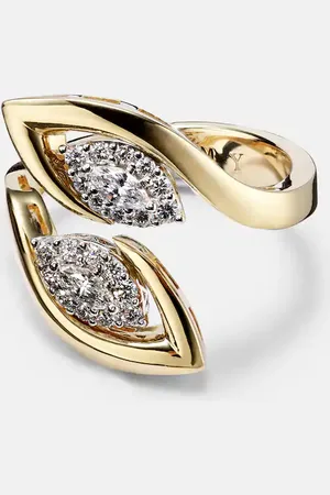 Yeprem Golden Strands 18kt white and yellow gold ring with diamonds