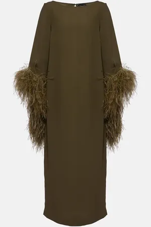 ‎Taller Marmo‎ Del Lago feather-trimmed midi dress