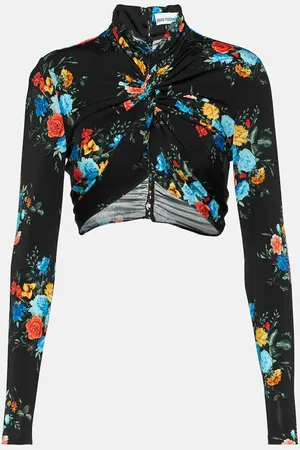 Paco rabanne Floral jersey crop top