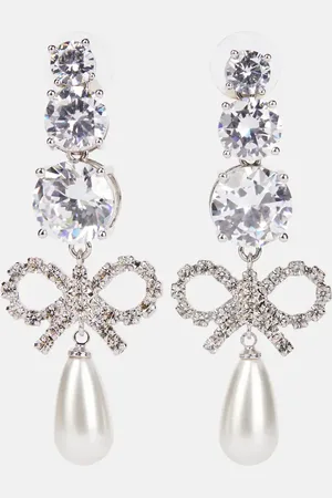 Self-Portrait Crystal-embellished faux pearl drop earrings