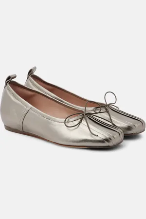 Simone Rocha Classic pleated metallic leather ballet flats
