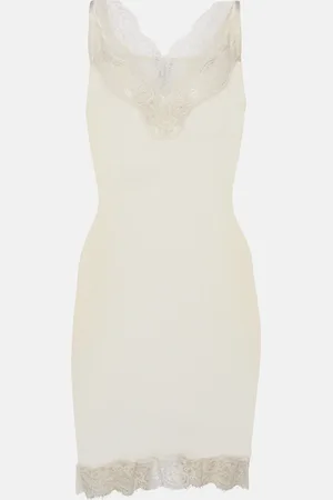Saint Laurent Lace-trimmed silk minidress