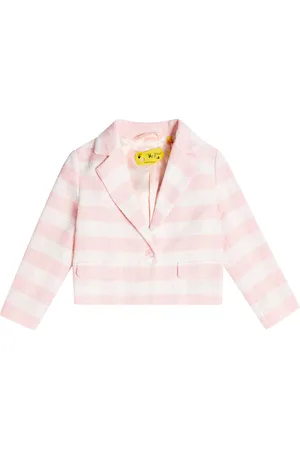 OFF-WHITE Striped cropped cotton-blend blazer