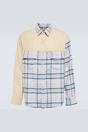 THE ELDER STATESMAN Checked wool, silk and cashmere shirt