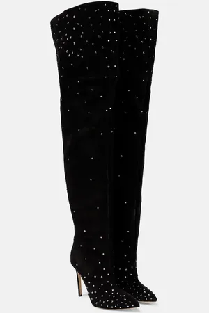 PARIS TEXAS Embellished suede over-the-knee boots