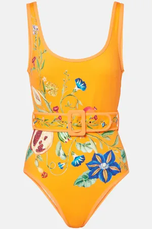 ALÉMAIS Flores printed belted swimsuit