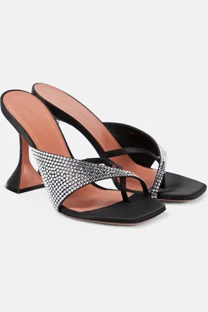 Amina Muaddi Shiona embellished satin mules