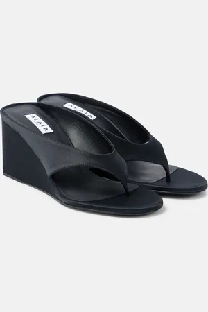 Alaïa Cube 75 satin wedge thong sandals