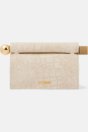 Jacquemus Rond CarrÃ© leather-trimmed canvas clutch