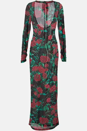 ALEXANDRA MIRO Selene floral mesh maxi dress