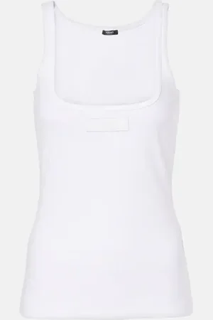 VERSACE Ribbed-knit cotton-blend tank top