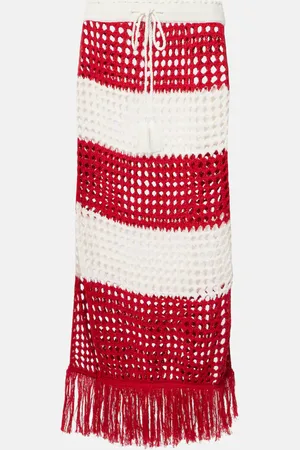 Farm Rio Striped crochet cotton maxi skirt