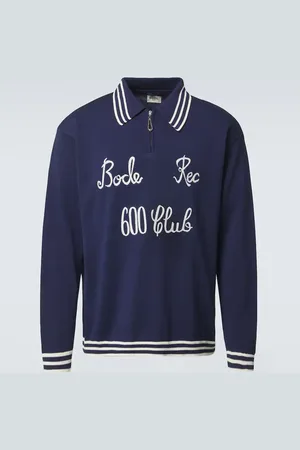 BODE Club embroidered cotton polo sweater