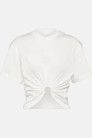 Paco rabanne Embellished cotton jersey crop top