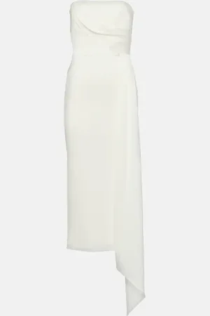 ALEX PERRY Bridal draped strapless crepe midi dress
