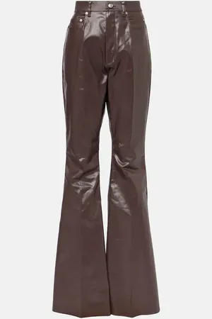 Rick Owens High-rise coated canvas straight pants