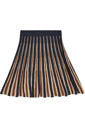 Scotch&Soda Pleated striped cotton-blend skirt