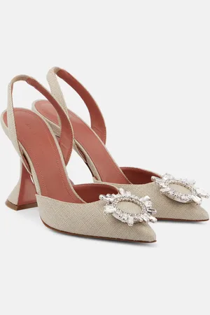 Amina Muaddi Begum 95 embellished canvas slingback pumps