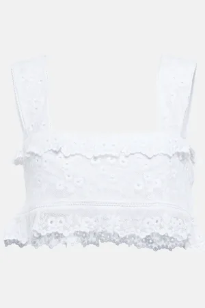 Isabel Marant Mecelia anglaise cotton and silk crop top