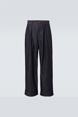King & Tuckfield Roll Cuff high-rise denim wide-leg pants