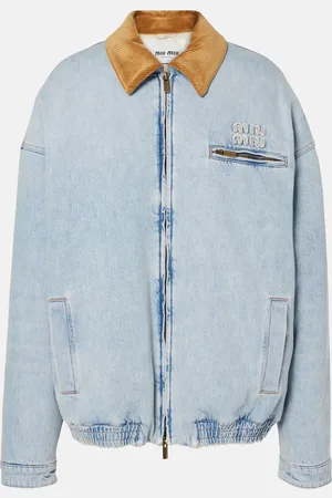 Miu Miu Logo denim puffer jacket