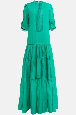 Costarellos Tiered linen maxi dress