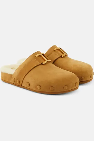 Chloé Marcie suede and shearling slippers
