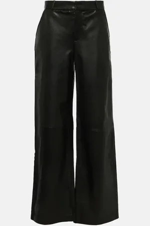 Frame High-rise leather wide-leg pants