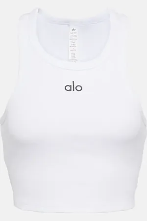 alo Aspire cropped cotton-blend tank top